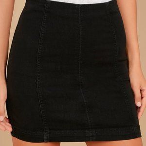 Black Free People Fitted Denim Skirt
